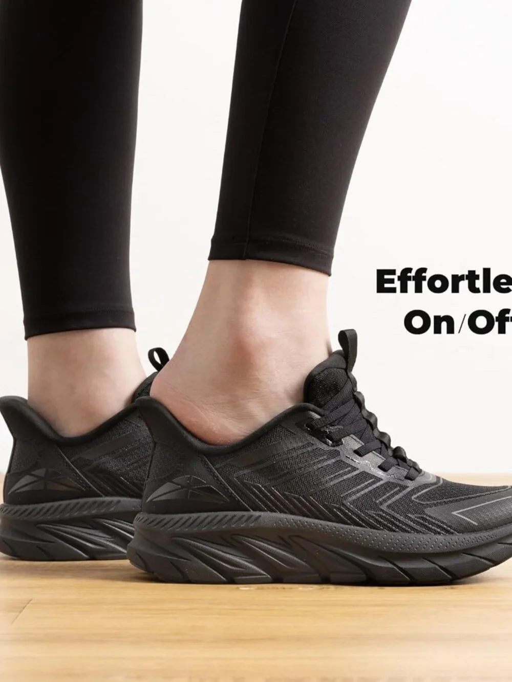 Women's All Black Slip On Walking Shoes Running Comfortable Breathable Sneakers